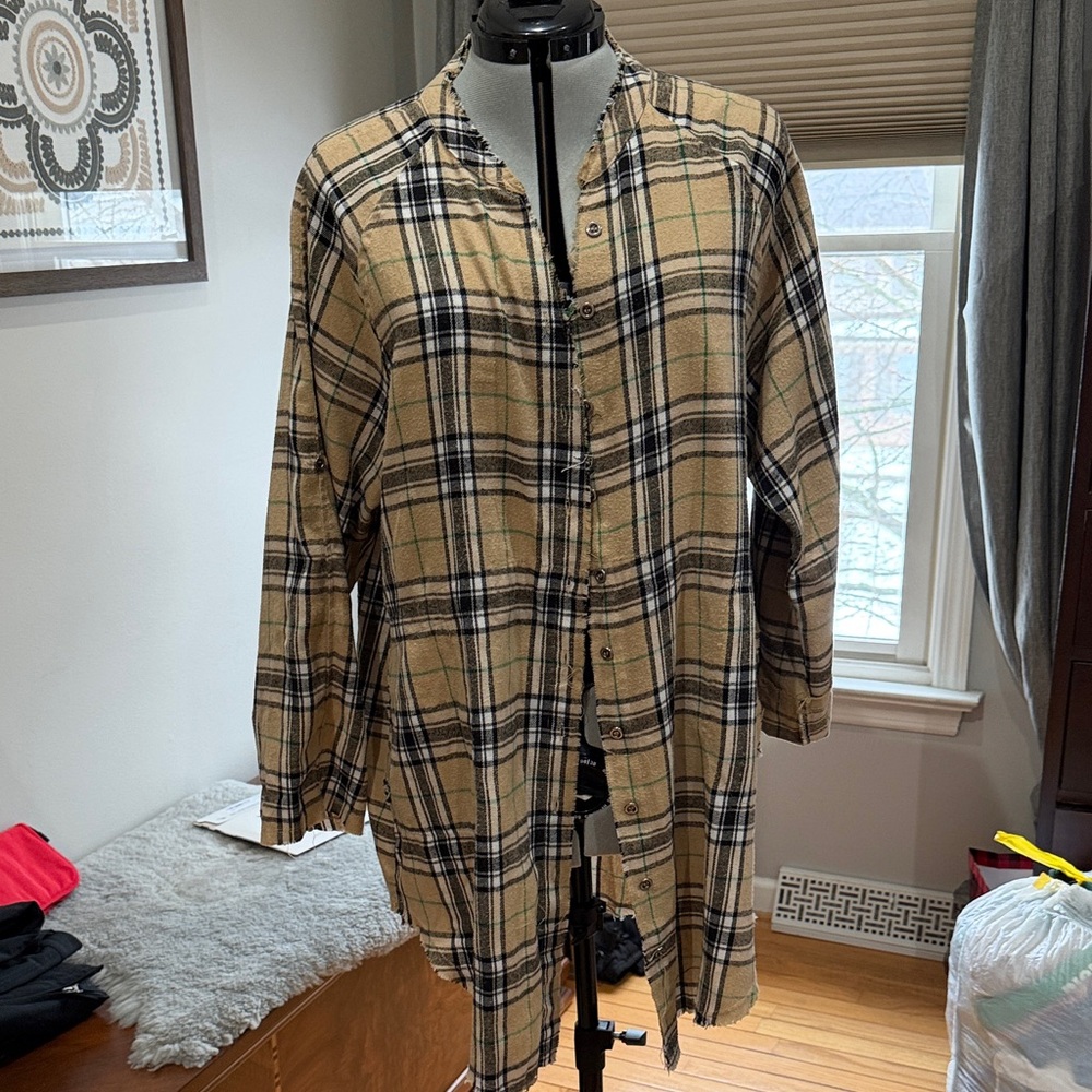 Plaid Button-Up Duster